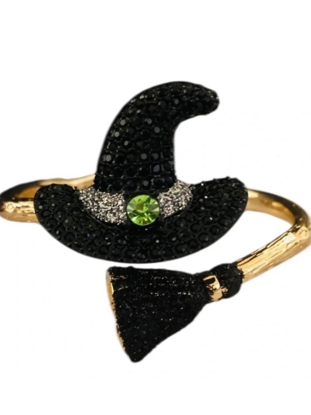 VIRAL BETSEY JOHNSON Black Crystal Witch Hat Bypass Bracelet